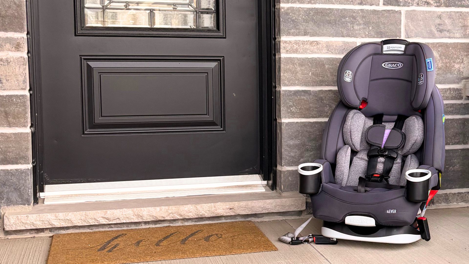 Clean car seat ready for porch pickup in Southern Ontario