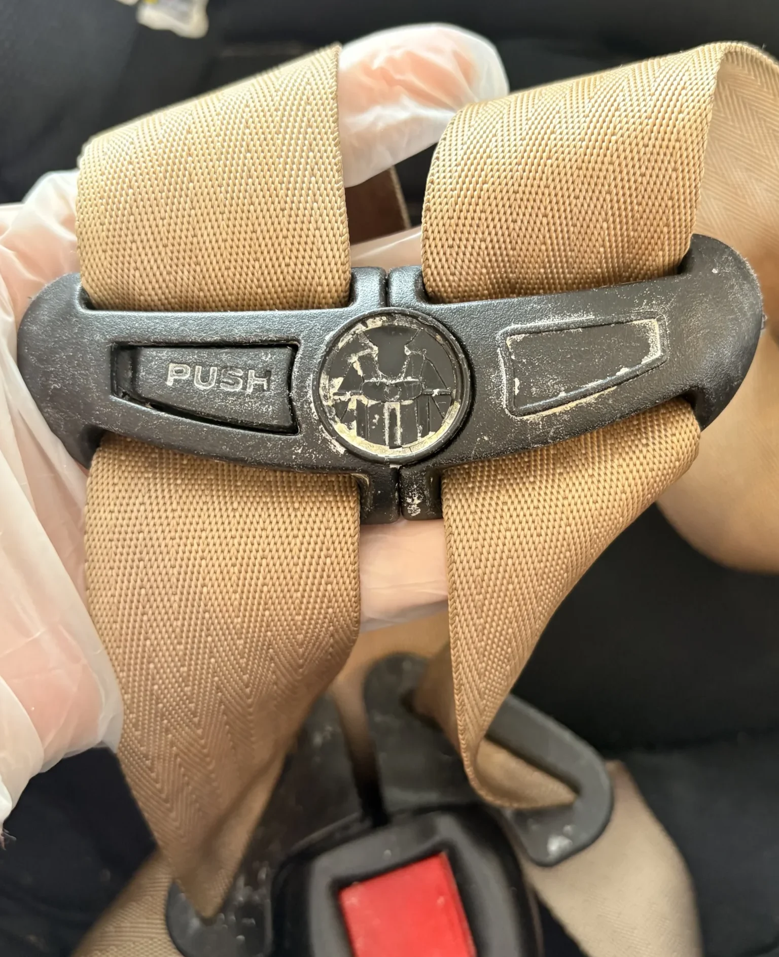 Car seat before cleaning