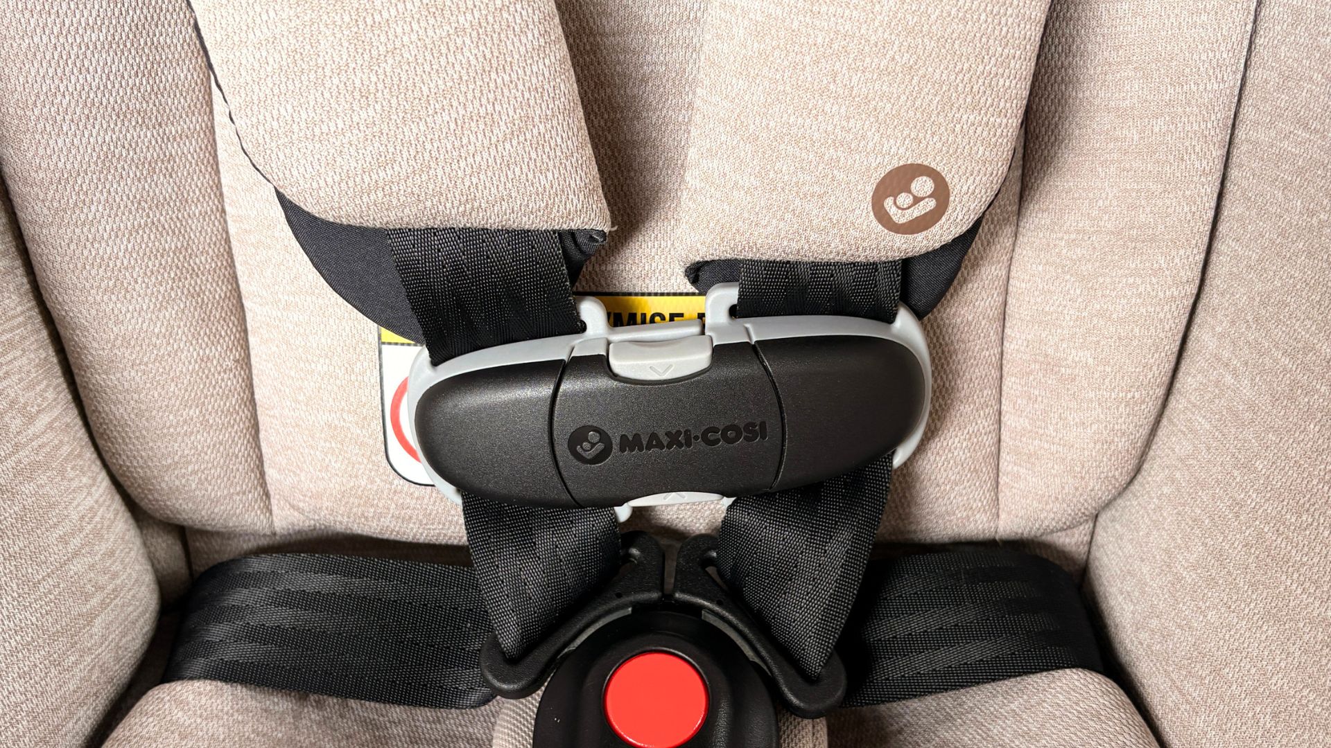 Clean beige car seat close-up